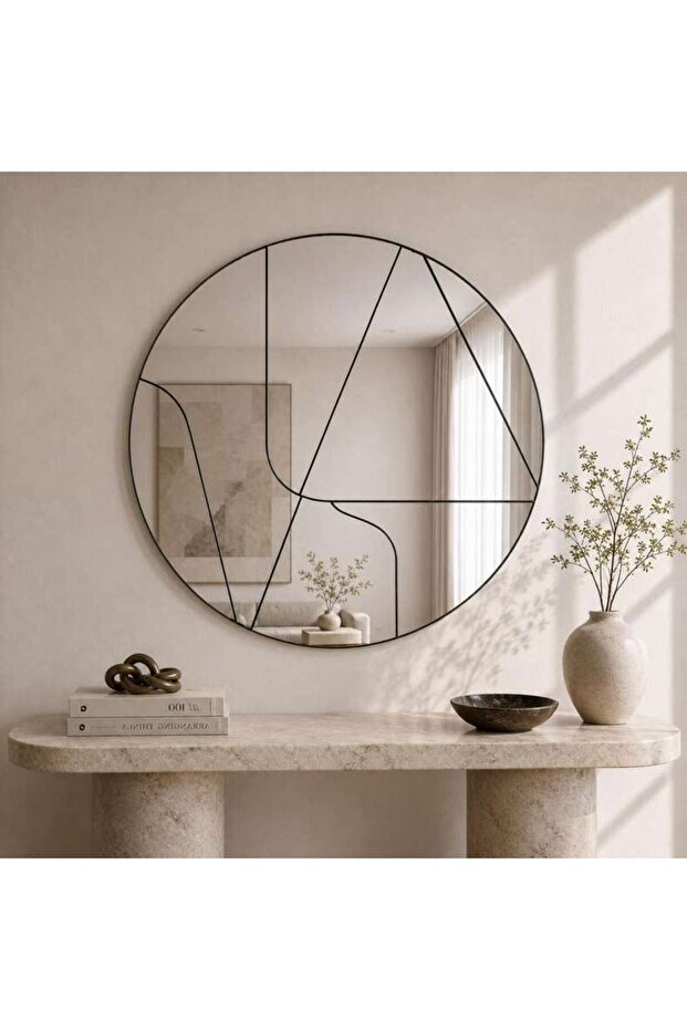 Carapace Abstract Line Mirror Dia 120cm - Black