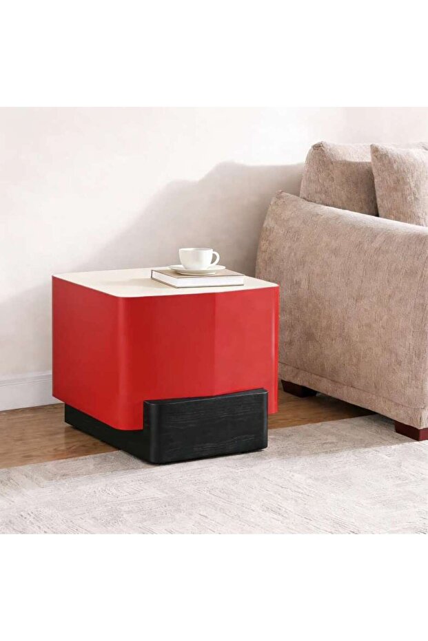 Ozbeg End Table Sintered Stone - Natural & Red