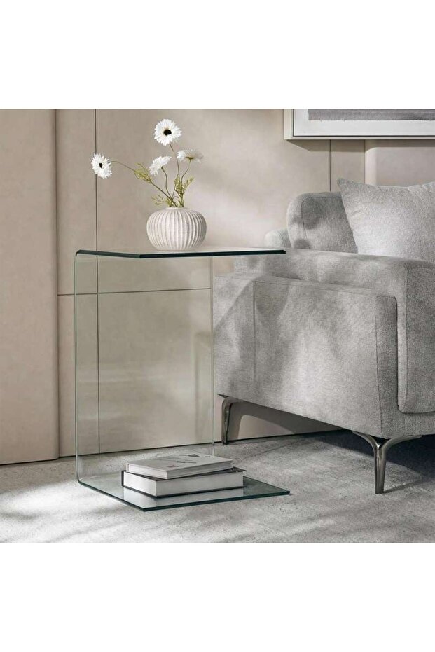 Klara End Table 10mm Tempered Glass Large - Clear