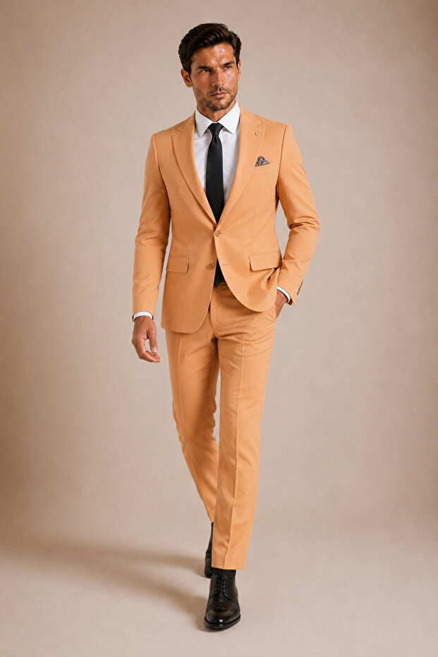 Men's Classic Suit - Men's Pants Jacket - Double Slit Suit with Stitching Detail