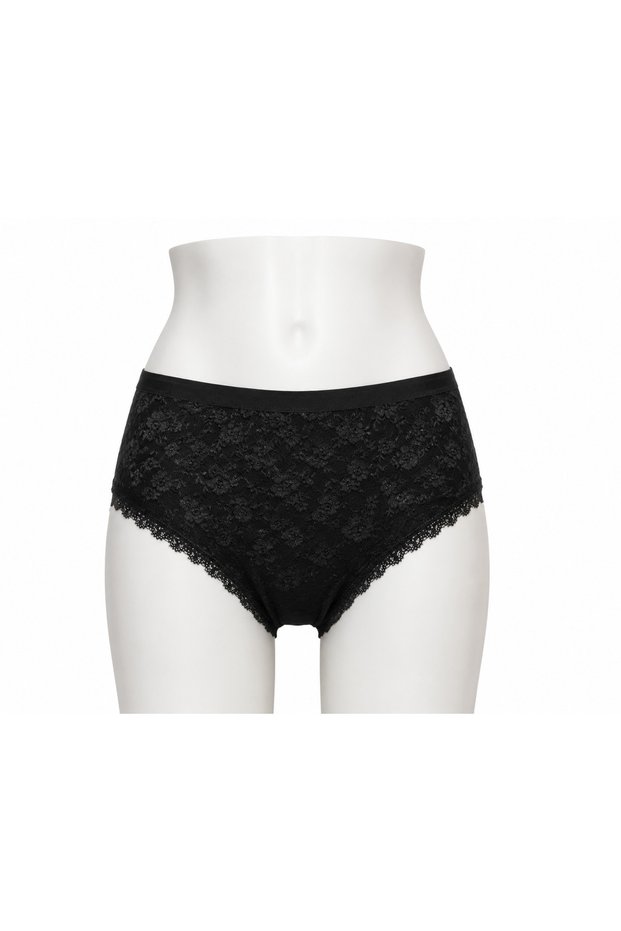 High Waist Cotton Lace Detailed Women's Panties