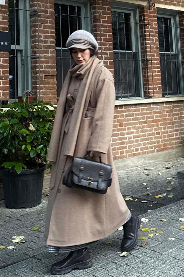 Scarf Coat Stone