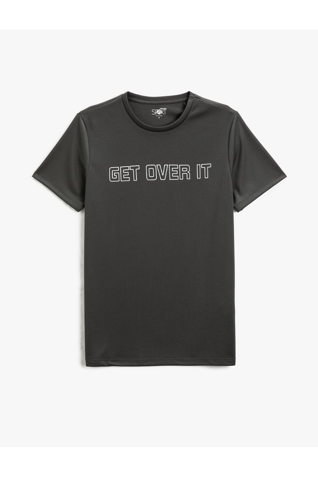Sports T-Shirt Slogan Printed Crew Neck Short Sleeve Breathable Fabric