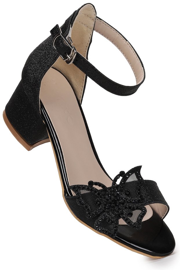 Zete Sand Glitter Girls' 4 cm Heeled Sandals Evening Dress Shoes