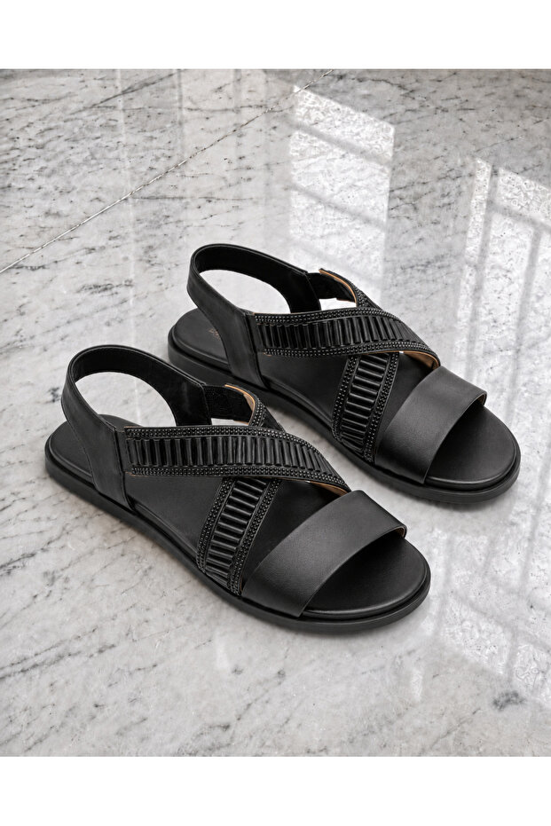 Women's Stoned Genuine Leather Casual Sandals