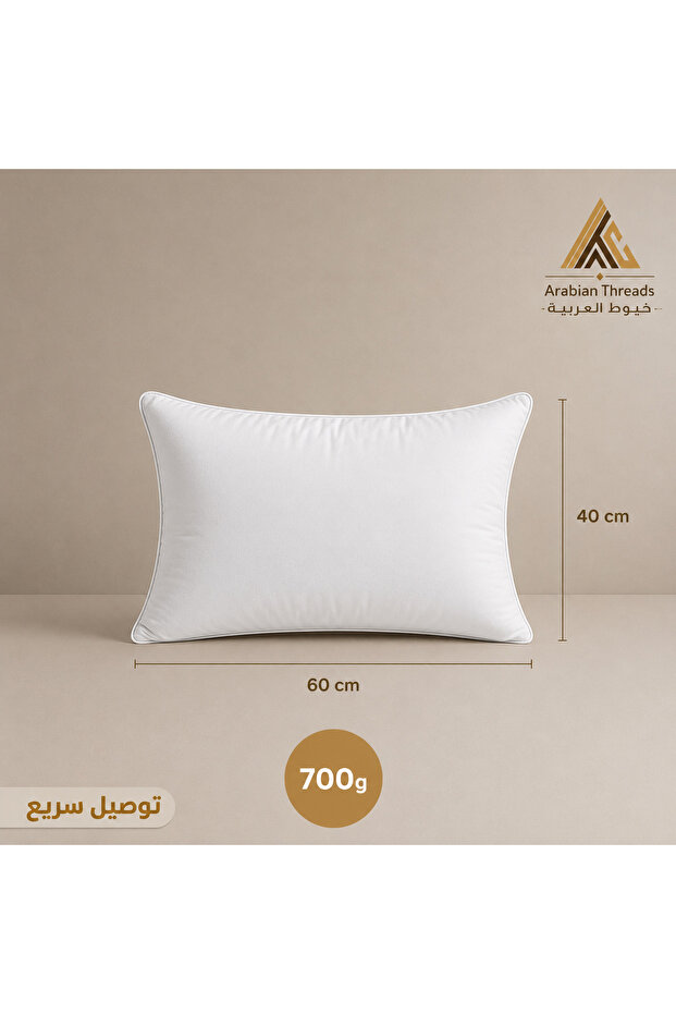 وسادة بيضاء على طراز الفنادق - 60×40 سم - قماش خارجي من الألياف الدقيقة وحشو من الألياف الدقيقة - فائقة النعومة - 1