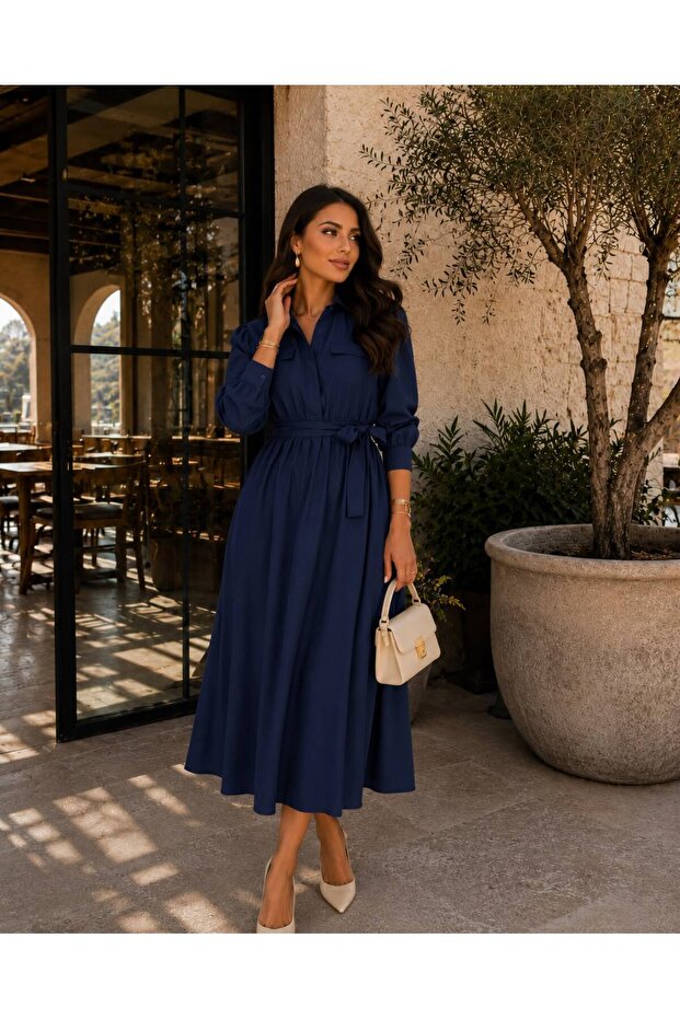 2259 Shirt Dress Navy Blue