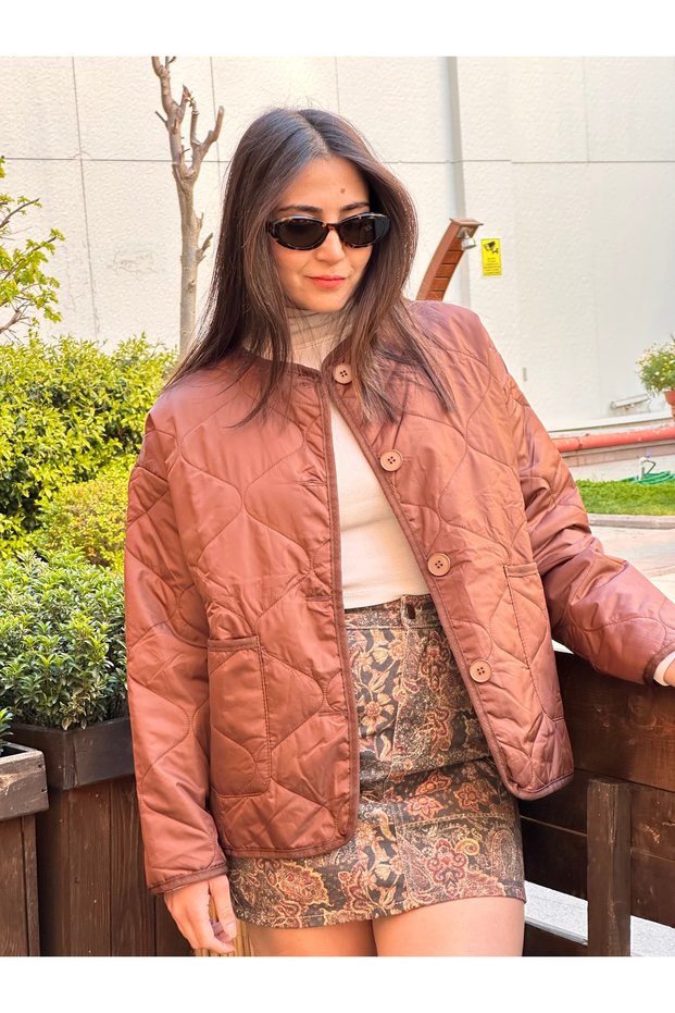 Brown Quilted Coat Jacket