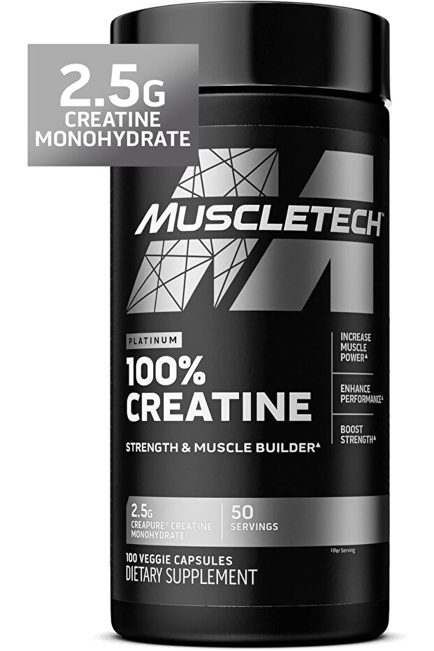 Creatine Monohydrate Pills, 100% Pure Formula Muscle Builder & Recovery Support, 100 Capsule