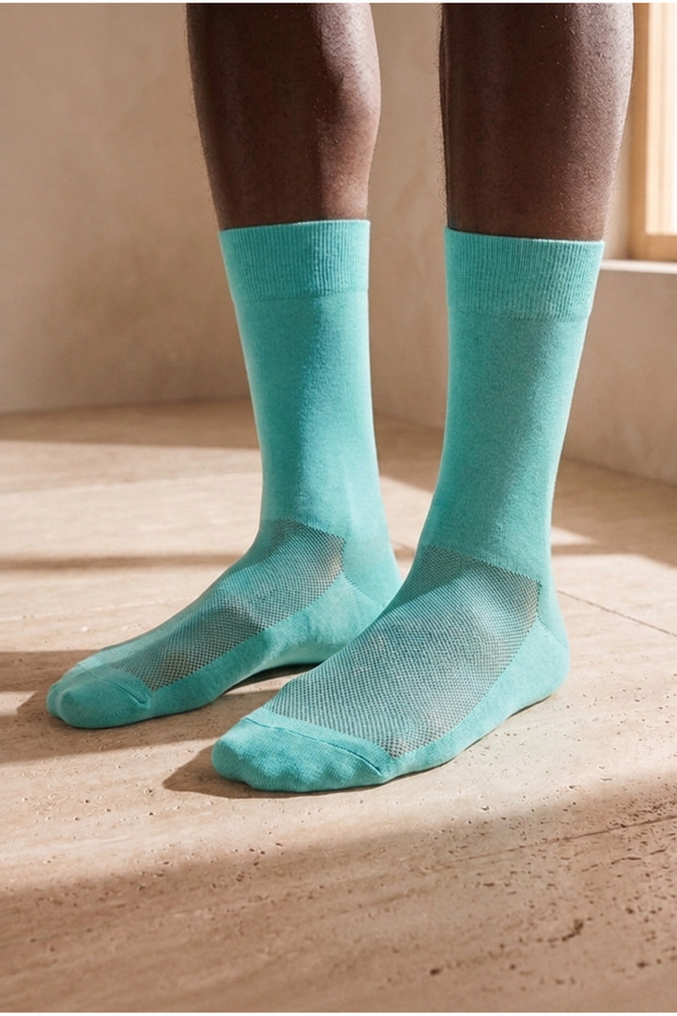Mercerized Mesh Men's Socks Dark Turquoise