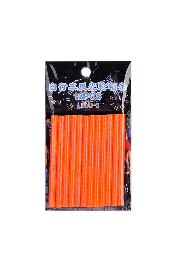 orange 12PCS/Bag Bicycle Wheel Spokes Reflective Sticker Tube Strip Warning Light DIY 7.5cm MTB Cycl