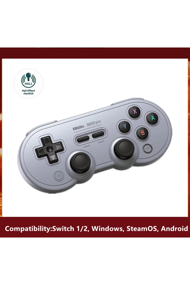 8Bitdo SN30 PRO HALL Gray 8Bitdo SN30 Pro Bluetooth Wireless Gaming Controller with Hall Effect for