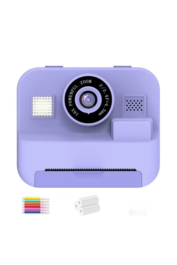 WHITE Children's Mini Digital Video Camera with Thermal Printing & Multiple Image Stabilization, 32G