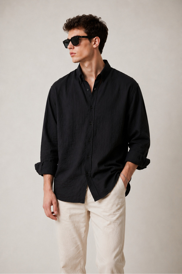 Black Men's Oversized Cut Shirt