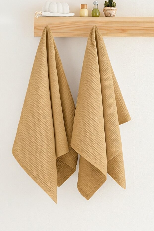 2-Piece Pique Brown Towel Set - Soho Model - Soft Cotton - 50X100Cm