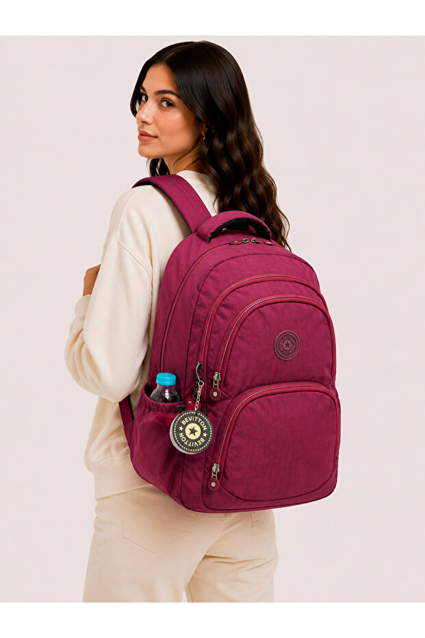 Waterproof Fabric Unixes Claret Red Backpack School Bag 2100