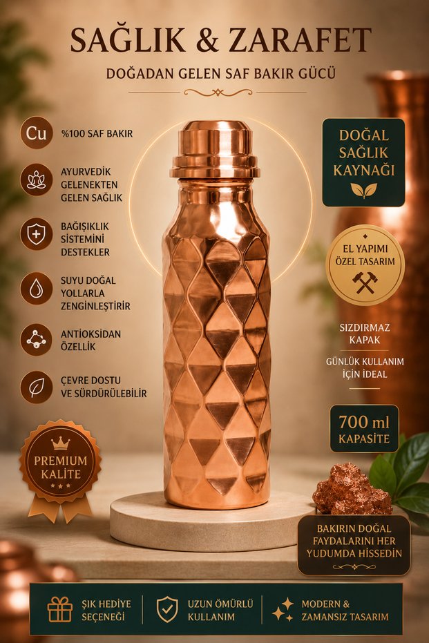 100% Copper Water Bottle Handmade Natural Very Useful for Health Copper Water Flask Copper Thermos Water Bottle