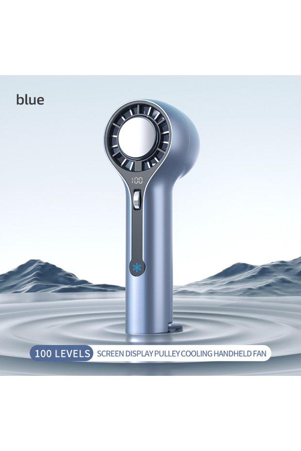 Blue 3000mAh Portable mini fan Ice compress high-speed cooling fan handheld fan USB Rechargeable Ele