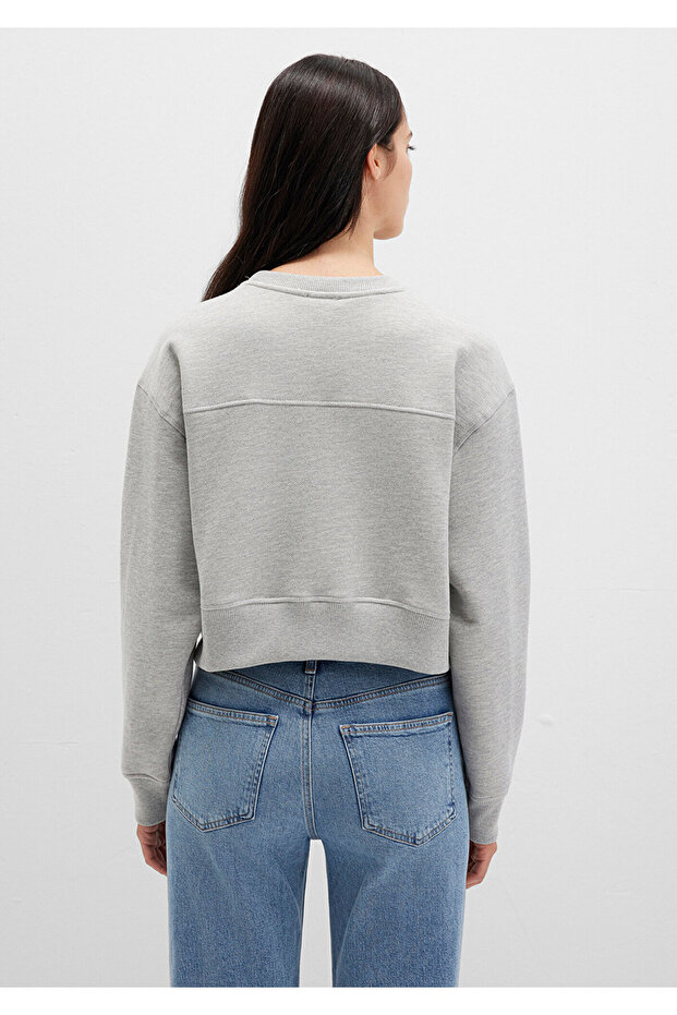 Gri Basic Crop суитшърт 1S10389-82816 - 5