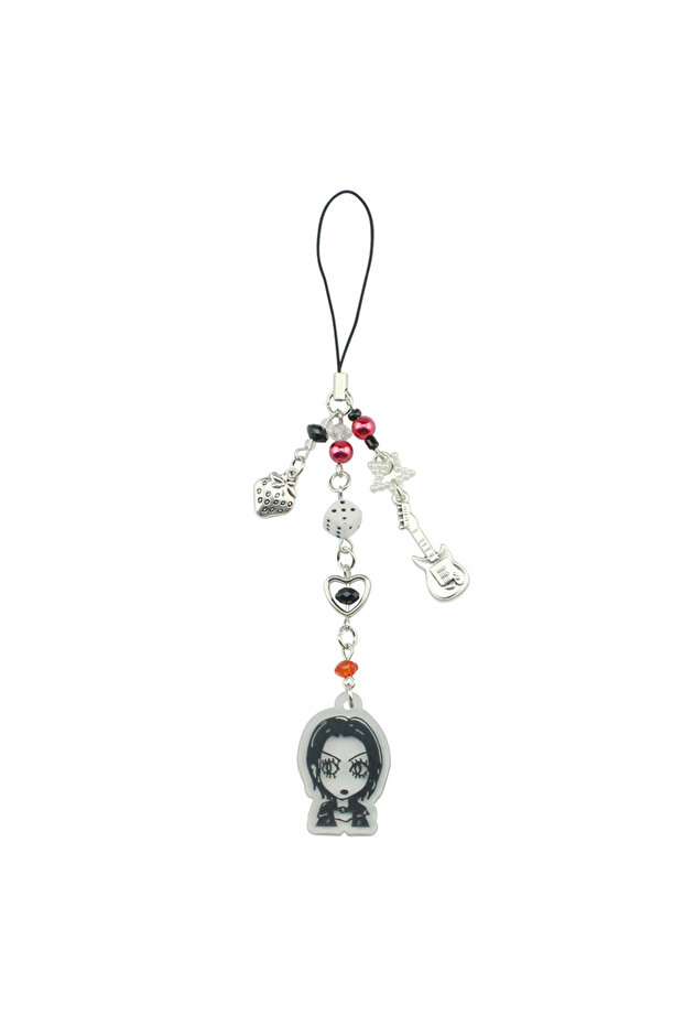 B Acrylic Girl Avatar Cell Phone Chain Phone Light Sub Wind Guitar Beaded Pendant Card Book Coo Cha.