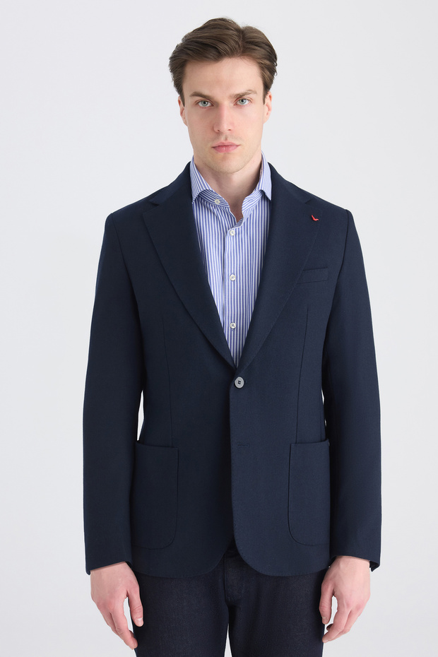 سترة Ds Damat Slim Fit من القماش المائل باللون الأزرق الداكن