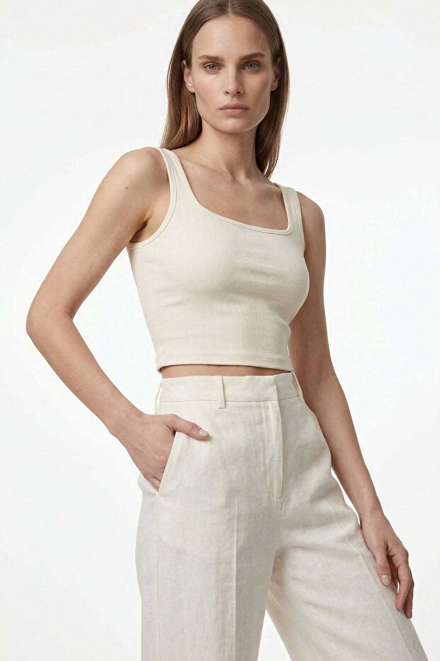 Women's Square Neck Fit Cut Crop Tank Top