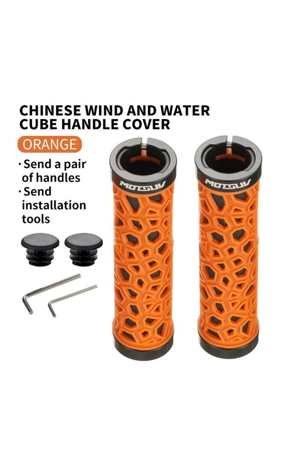 Orange MOTSUV Bicycle Handlebar Grips Chinese Style Non-slip Bilateral Lock Cycling MTB Bikes Han..
