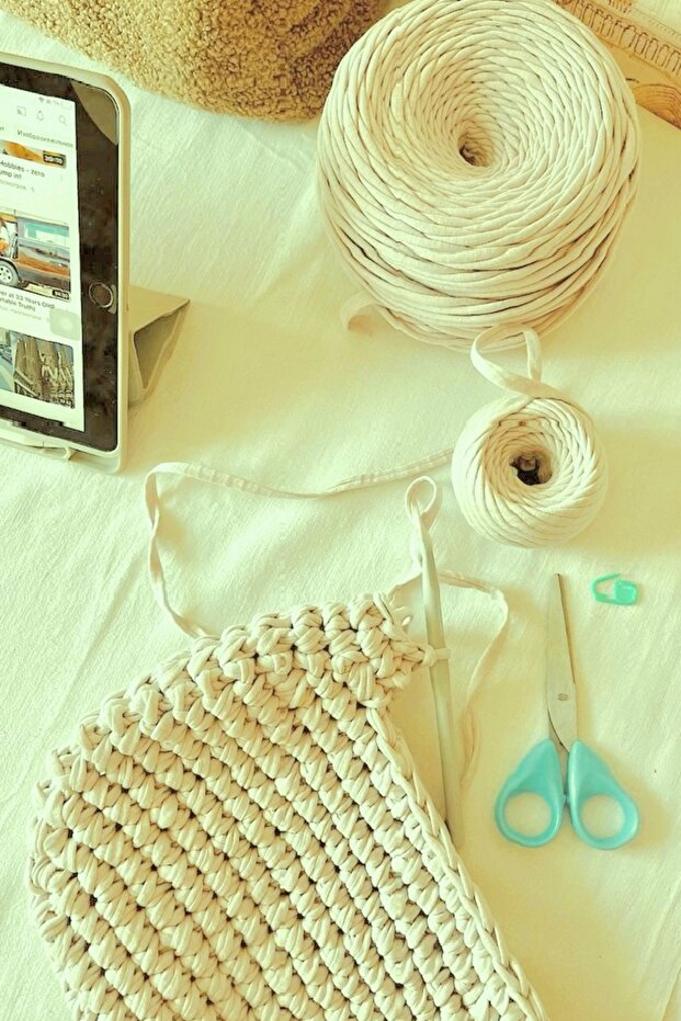 Combed Cotton Thread 300-400Gr - Ivory Tone-Knitting Thread