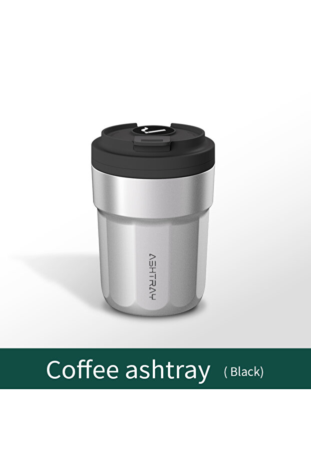 black New Car Ashtray Creative Coffee Cup Style Car Ashtray with Lid 7 Color LED Light Metal Lining