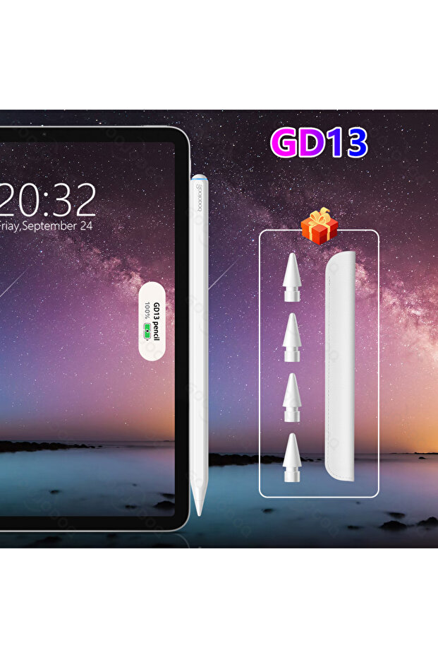 GOOJODOQ 4 tips white For Pencil 2 1 with Wireless Charging, for iPad Pencil Palm Rejection Tilt Pe