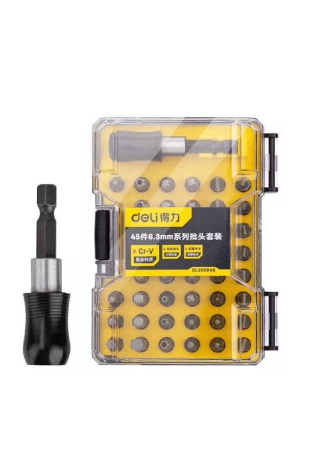 SCREWDRIVER SET + 45 BITS IN PLASTIC CASE
