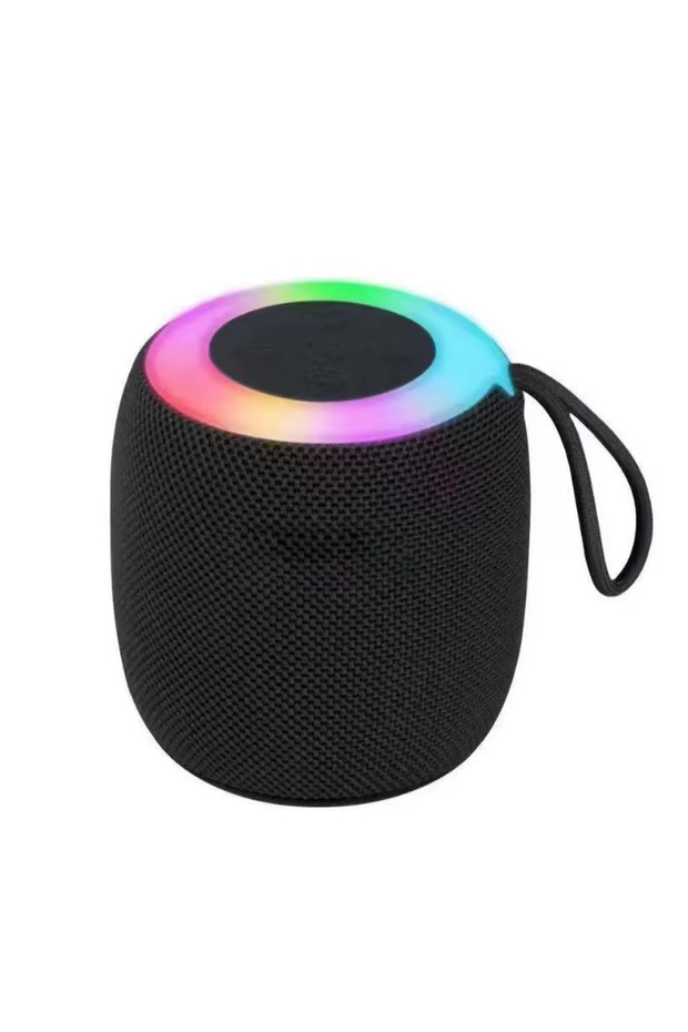 black Outdoor Portable Wireless Bluetooth Speaker, Mini Subwoofer for Car and Home, Colorful LED Lig