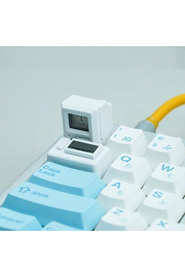 أغطية مفاتيح ميني ماكنتوش بيضاء بتصميم كلاسيكي - لوحات أمامية مضيئة، أغطية مخصصة من مادة ABS مزدوجة الحقن بتصميم MX Cross