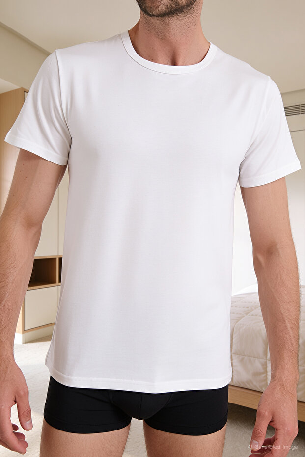 Men's Crew Neck Undershirt White