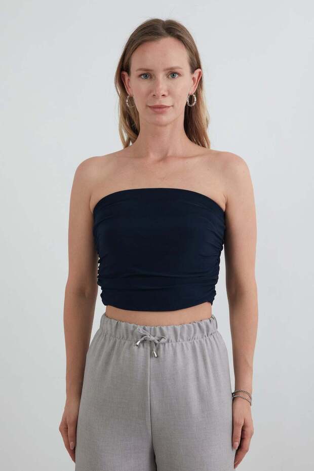 Basic Strapless Bustier with Draped Sides - 5