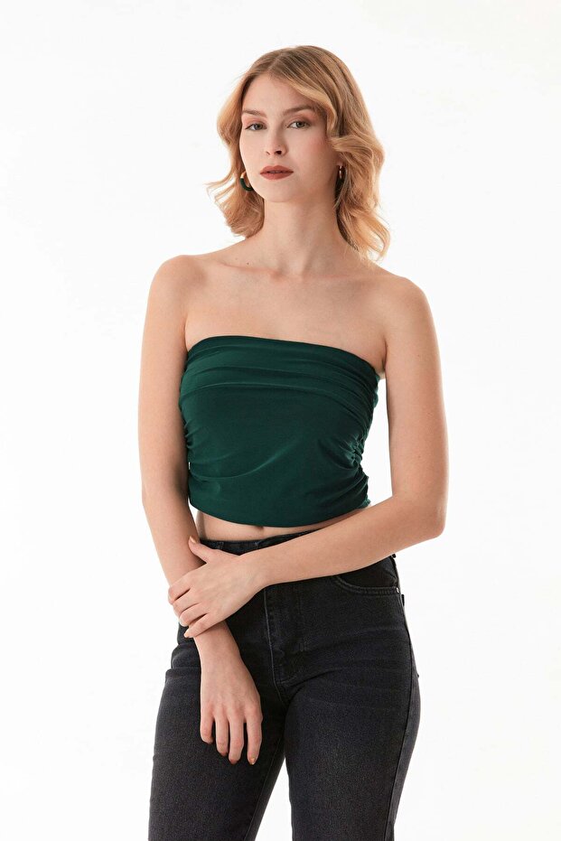 Basic Strapless Bustier with Draped Sides - 1