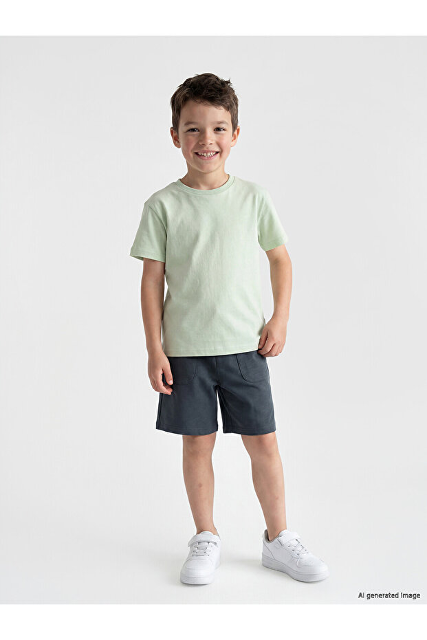 Two Mt Shop Quality Lcw Kids Anthracite 2 Thread Plain Standard & Regular Boys' Shorts