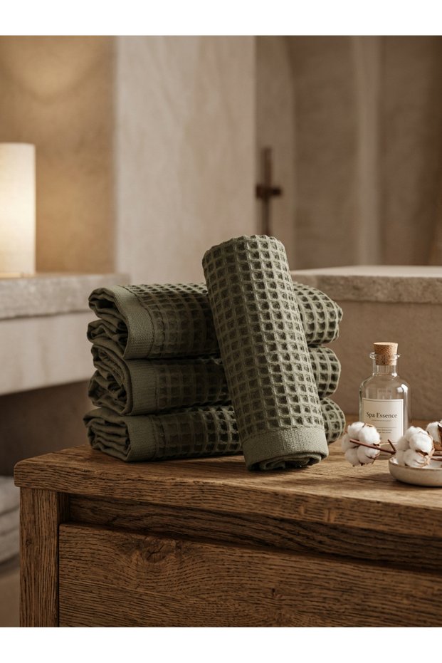 Waffle 3-Piece Hand Towel Set, 100% Cotton, Quick-Drying Hand Towels
