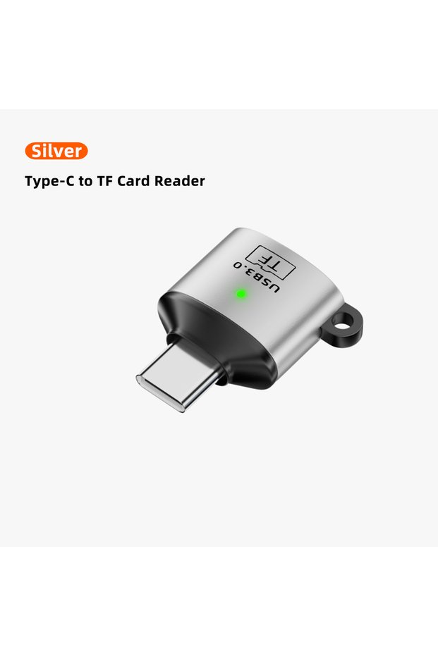 أبيض قارئ بطاقات USB نوع C/USB 3.0 صغير الحجم لبطاقات SD وMicro SD وTF مع محول للهواتف الذكية