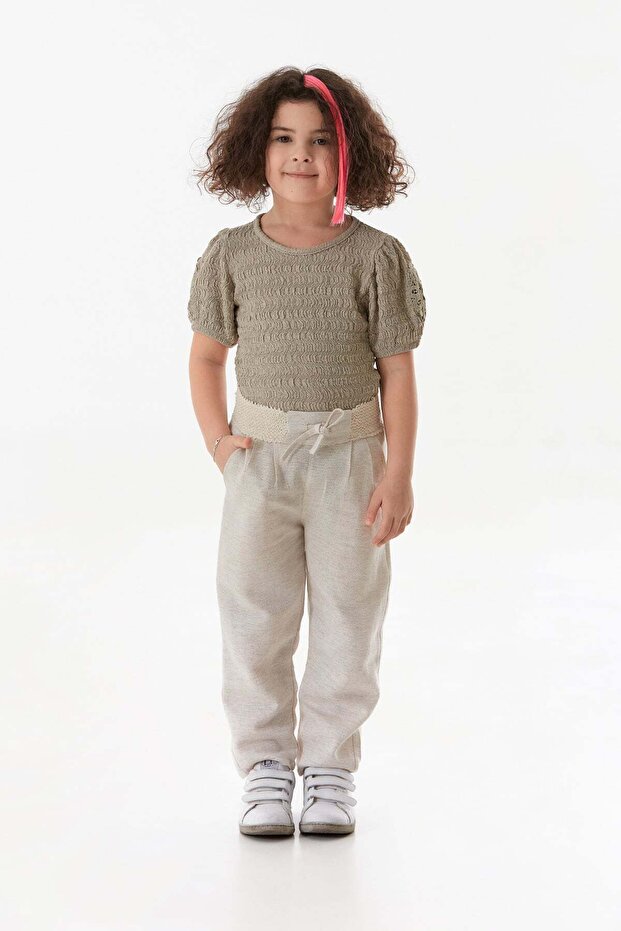 Girl's Linen Trousers with Elastic Waist