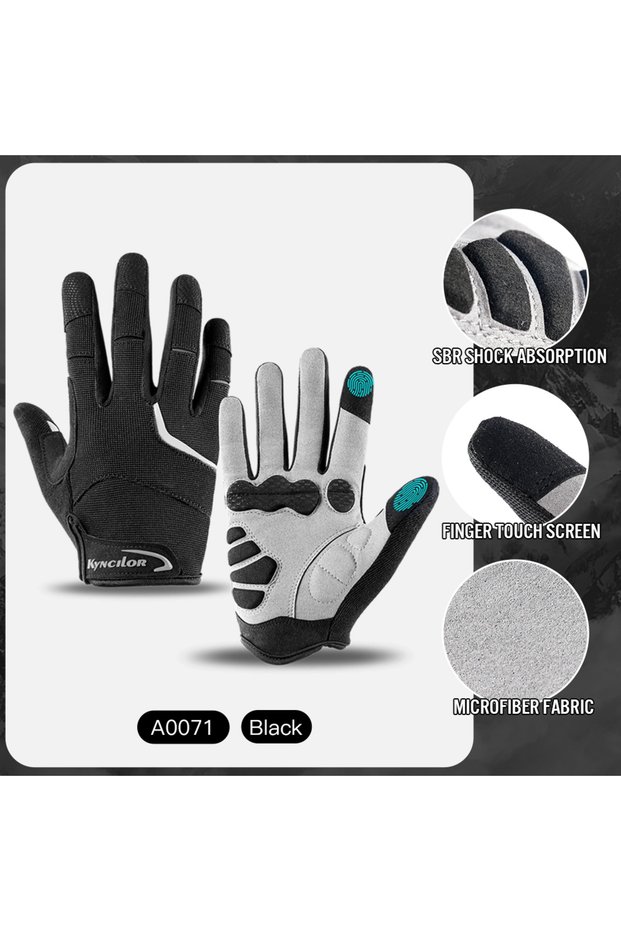 L Black reflective Cycling Anti-slip Full Finger Gloves MTB Bike Bicycle Warm Gloves Pad Men Women B