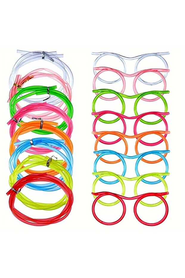 8pcs All colors 1/8pcs Creative Straw Glasses Funny Flexible Drinking Tube Novelty Entertainment Sup