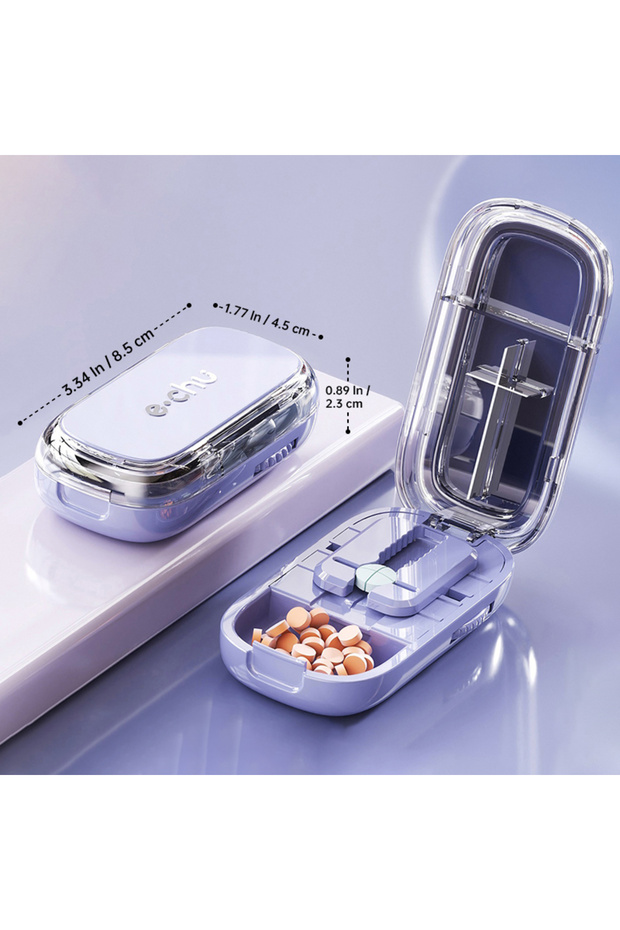 four equal parts-P Portable 2/4 In 1 Pill Cutter Storage Box Reusable Medicine Containers Medicine S