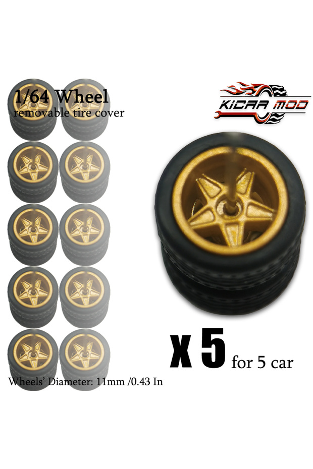 YSMM097 1/64 Wheels with Detachable Rubber Tires Electroplated Color for Toy Model Diecast Cars Refi