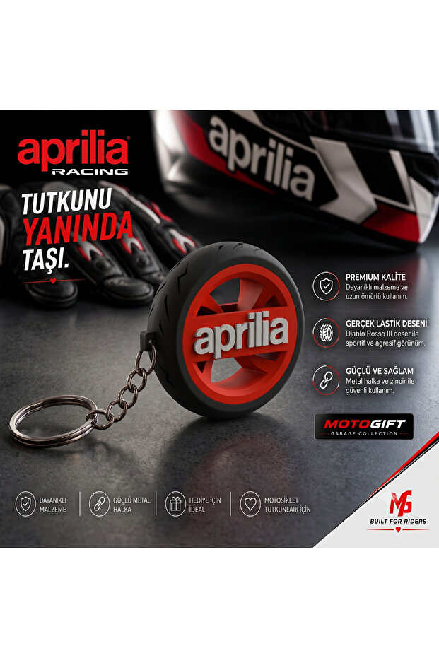 Aprilia Logo Special Design Tire Detail Motorcycle Keychain