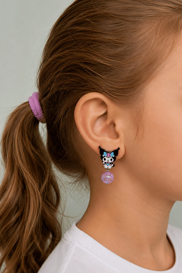 Girl's Kuromi Dangle Clip-On Earrings 1 Pair (Can Also Be Used by Those Without Pierced Ears)