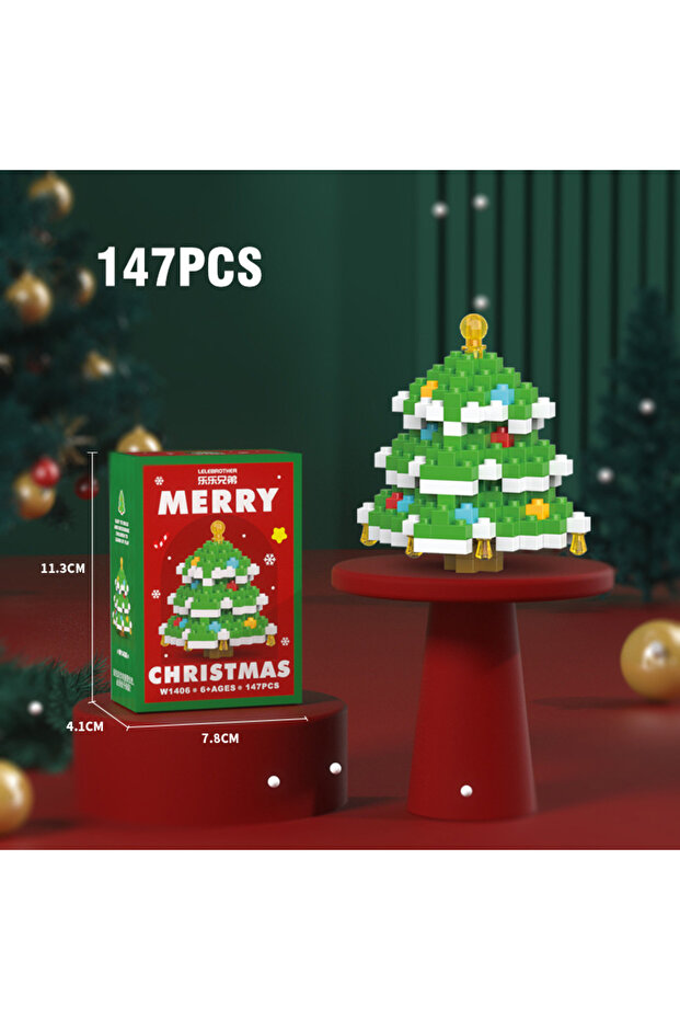 147PCS DIY Christmas Building Block Snowman Elk Santa Claus Model Micro Brick Building Block Xmas Tr