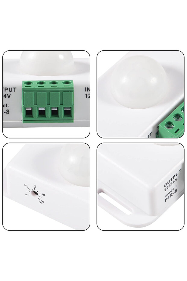 مفتاح مستشعر الحركة PIR أسود DC 12V-24V 8A مستشعر حركة قابل للتعديل تلقائيًا مستشعر حركة بالأشعة تحت الحمراء - 3