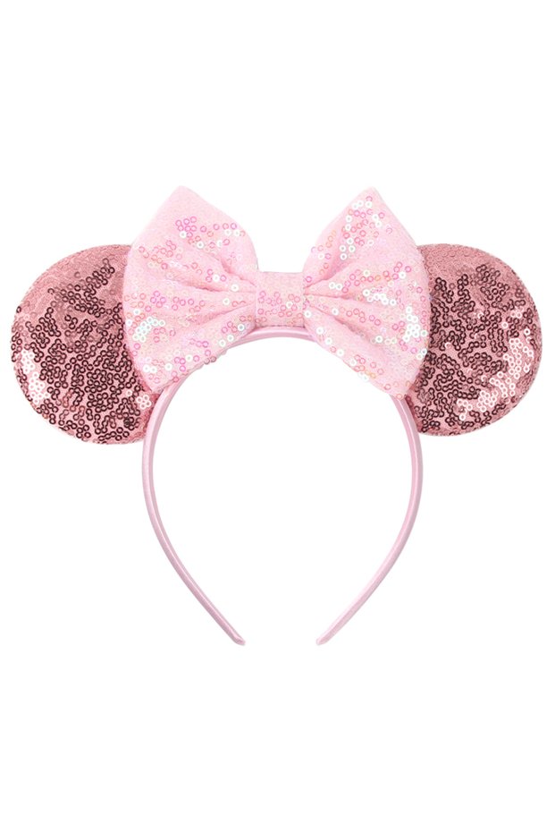 Colour D 1pc Cute Cartoon Minnie Headband Sequins Ears Bow Hair Hoops Purple Pink Women's Headband f