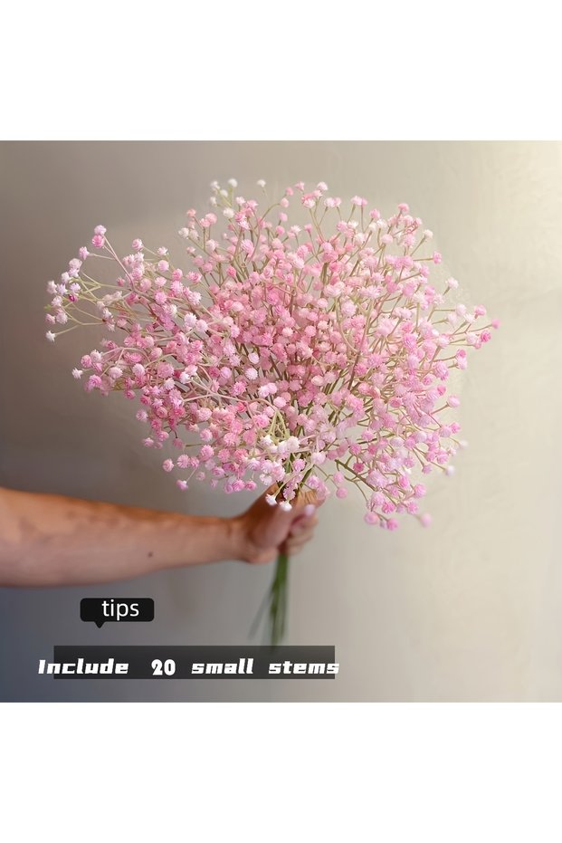 Pink 20pcs 20pcs Vibrant Artificial Youngsters's Breath Bouquet - Realistic White, Pink & Purple Flo